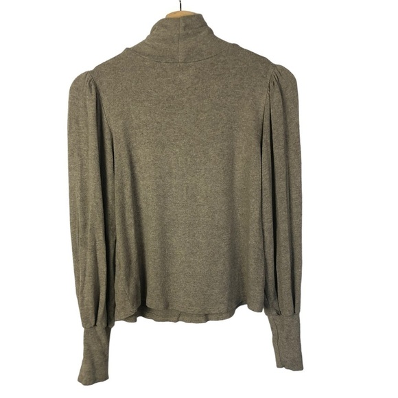 Velvet by Graham & Spencer Beige Mock Neck Balloon Sleeve Knit Sweater S - Picture 2 of 3